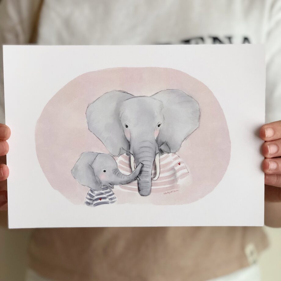 mamá elefante y elefantito