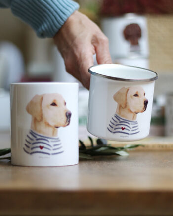 TAZAS LABRADOR CERÁMICA Y METAL