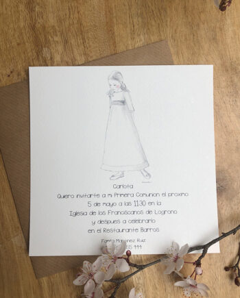 INVITACION PRIMERA COMUNION NIÑA. COLECCION CARLOTA