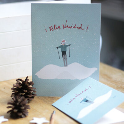 felicitación navideña esquiador