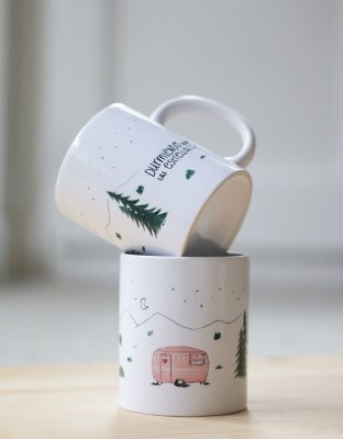 TAZA CERAMICA CARAVANA ROSA