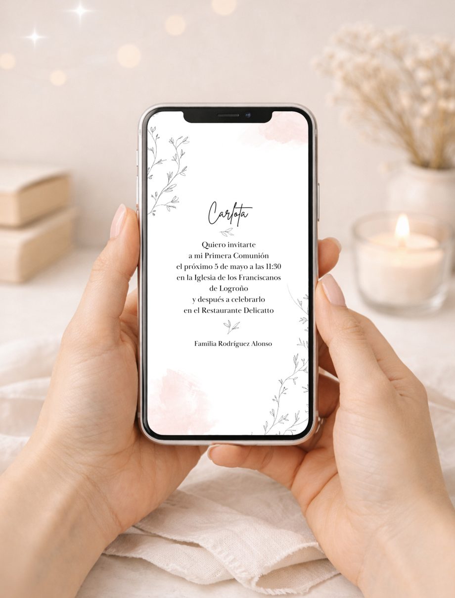 Invitación DIGITAL de Comunión. Modelo BLOSSOM.