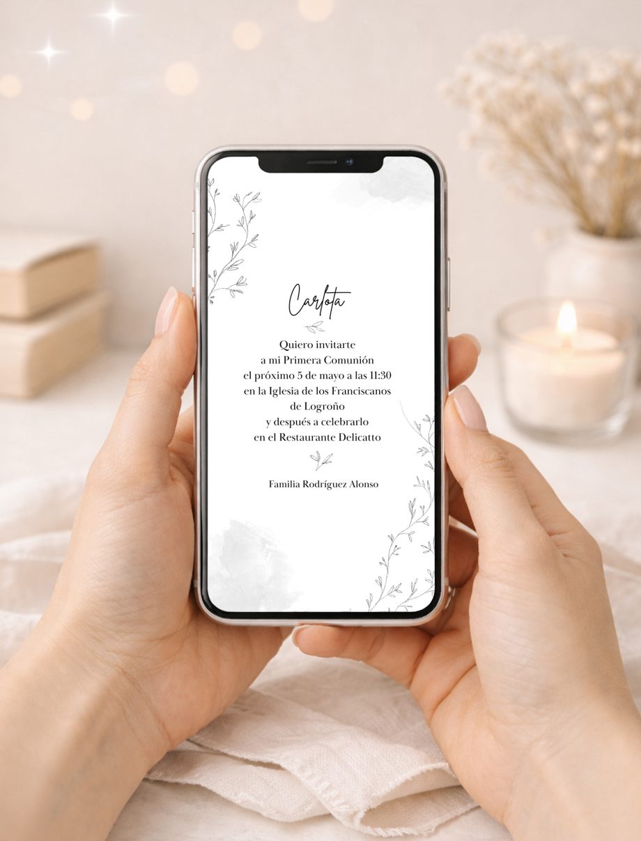 Invitación DIGITAL de Comunión. Modelo BLOSSOM.