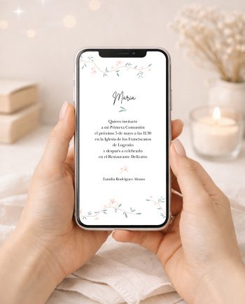 Invitación DIGITAL de Comunión. Modelo FLEURS