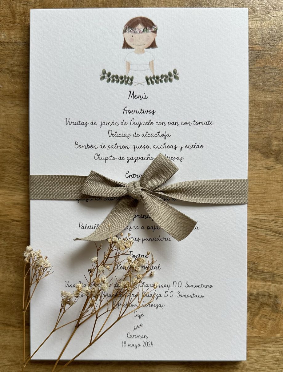 Menús primera comunión Colección OLIVIA