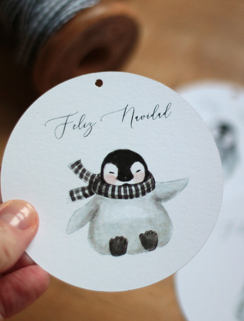 PACKS ETIQUETAS REGALO NAVIDEÑAS. Modelo PINGÜINOS