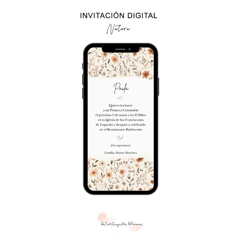 Invitación DIGITAL de Comunión. Modelo NATURA
