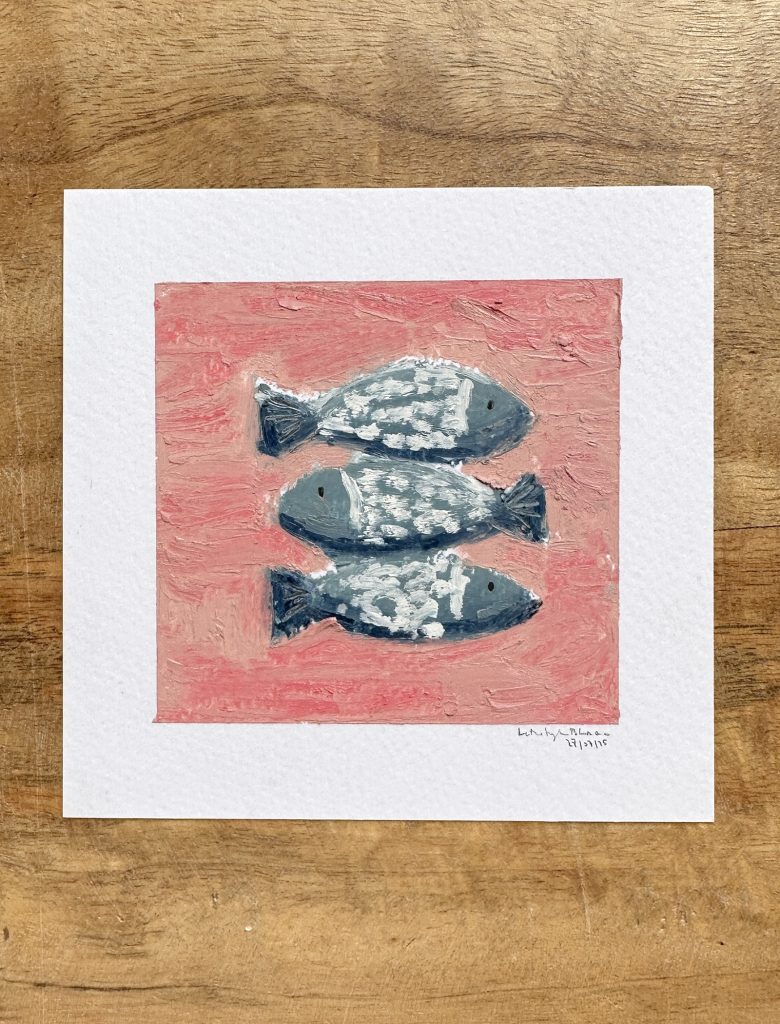 Sardinas. Pasteles al óleo sobre papel 270 grs