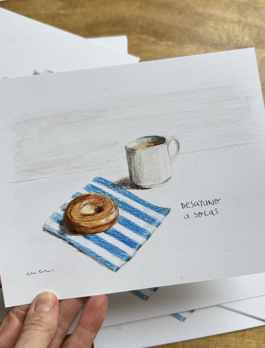 DESAYUNO A SOLAS. Obra original.