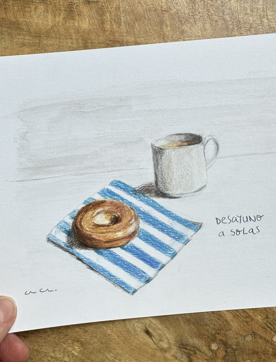 DESAYUNO A SOLAS. Obra original.