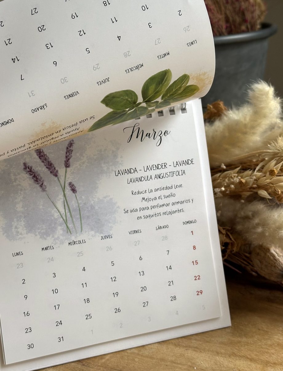 CALENDARIO de MESA 2026. HIERBAS AROMÁTICAS.
