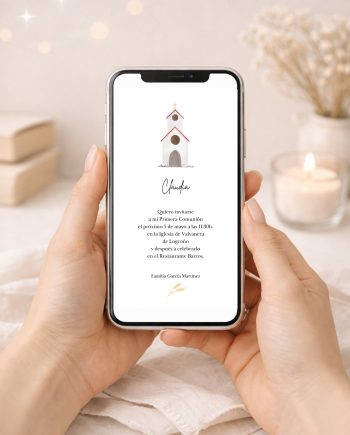 Invitación DIGITAL de Comunión. Modelo CAPILLA