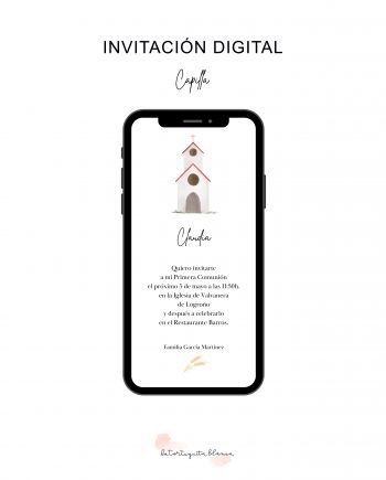 Invitación DIGITAL de Comunión. Modelo CAPILLA