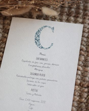 Menús primera comunión. Colección INICIAL NATURA BLUE