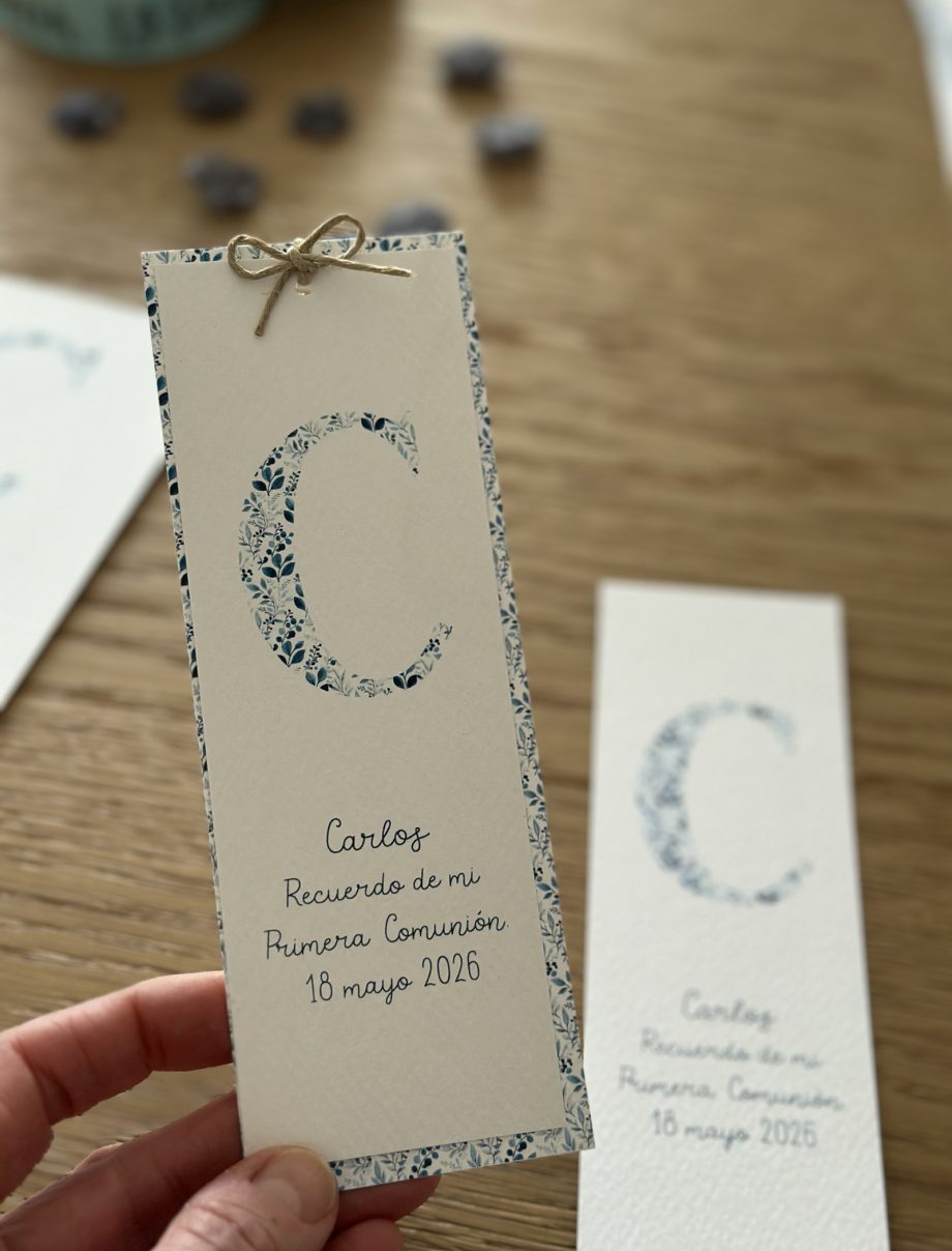 Recordatorios primera comunión. Colección INICIAL NATURA BLUE