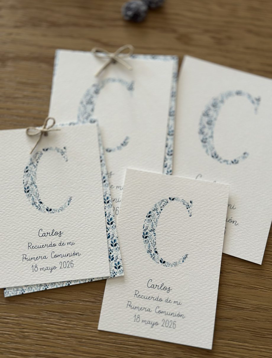Recordatorios primera comunión. Colección INICIAL NATURA BLUE
