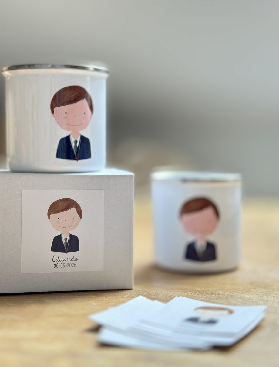 TAZA PRIMERA COMUNIÓN colección HUGO. Metal y cerámica.