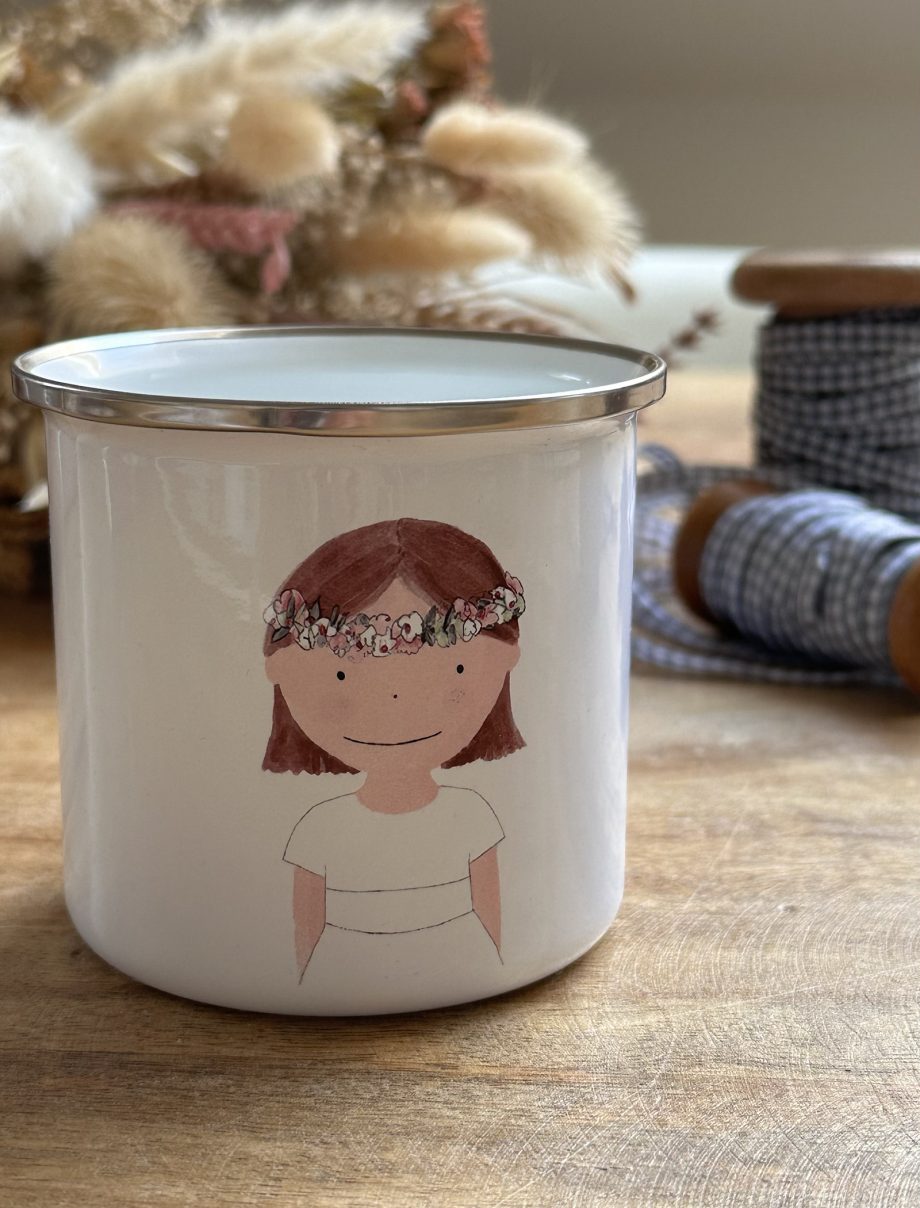 TAZA PRIMERA COMUNIÓN colección OLIVIA. Metal y cerámica.