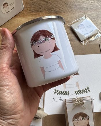 TAZA PRIMERA COMUNIÓN colección OLIVIA. Metal y cerámica.