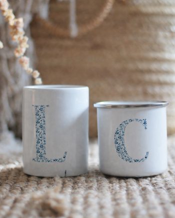 TAZAS colección INICIAL NATURA BLUE. CERÁMICA Y METAL