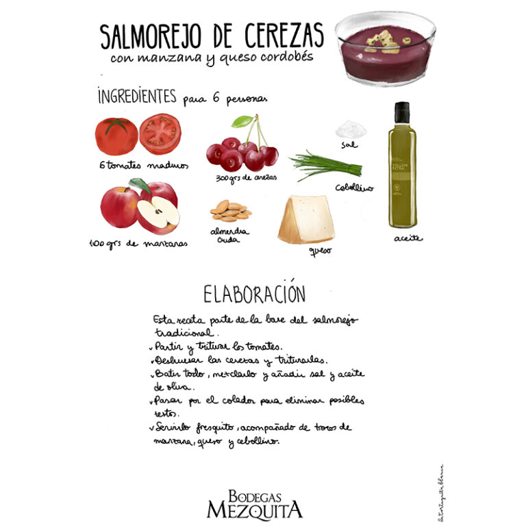 Receta del Salmorejo de cereza siguiendo las instrucciones del chef.