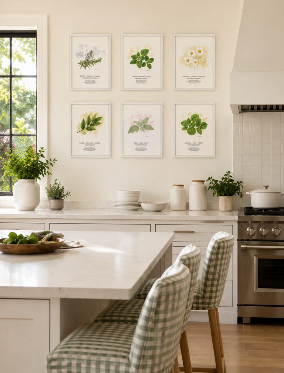 Láminas de hierbas aromáticas ilustradas