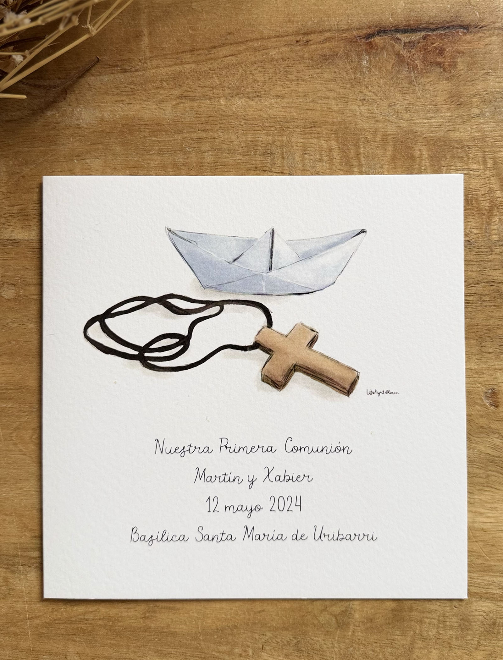diseño coleccion primera comunion MATEO: recordatorio cuadrado
