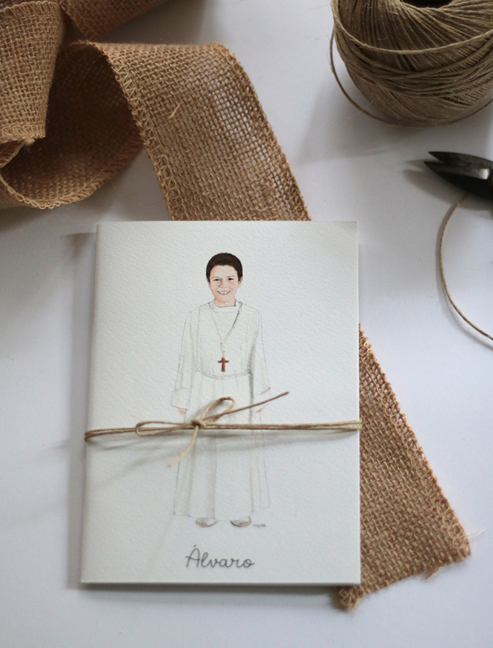 libreta tamaño A6 de bolsillo. Portada con dibujo personalizado de Primera Comunión.