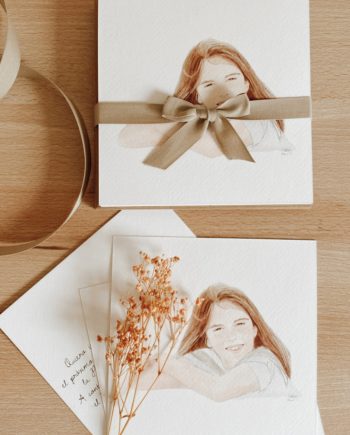 invitacion Primera Comunon personalizada cuadrada 15x15 con texto por detrás