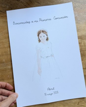 Lámina de bienvenida de Comunión impresa en papel con textura